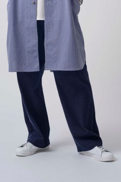 INDIGO 2TUCK WIDE EZ SLACKS “ONE WASHED”/ニットデニムパンツ