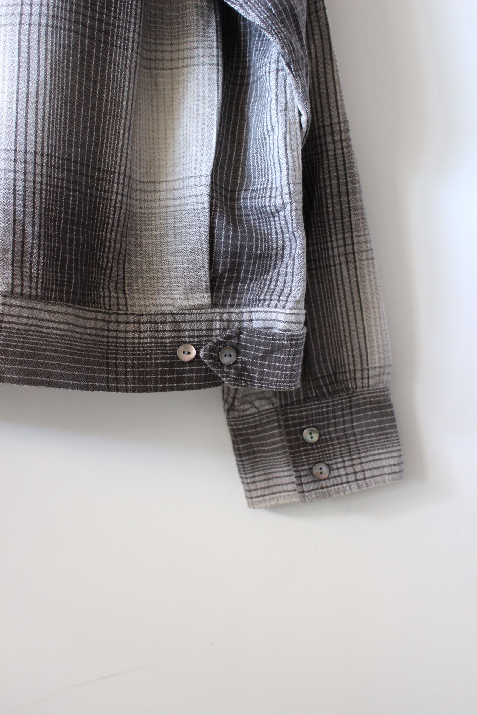 ANCELLM - FLANNEL CHECK SHORT SHIRT JACKET/IVORY-BLACK