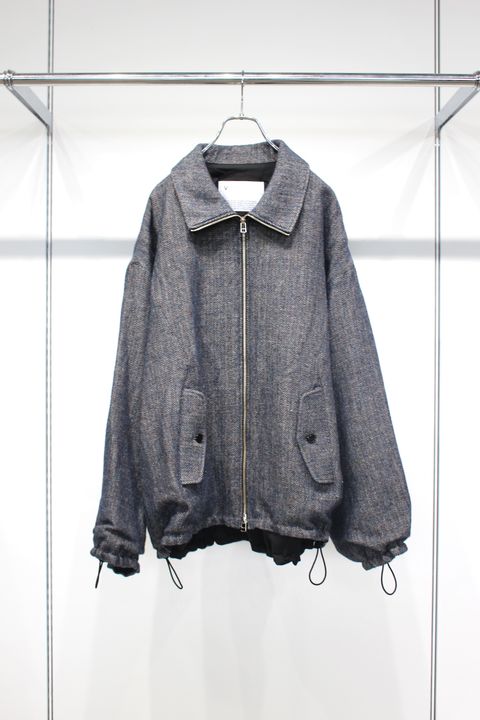 WOOL LINEN HERRINGBONE Blouson | NAVY | アウター