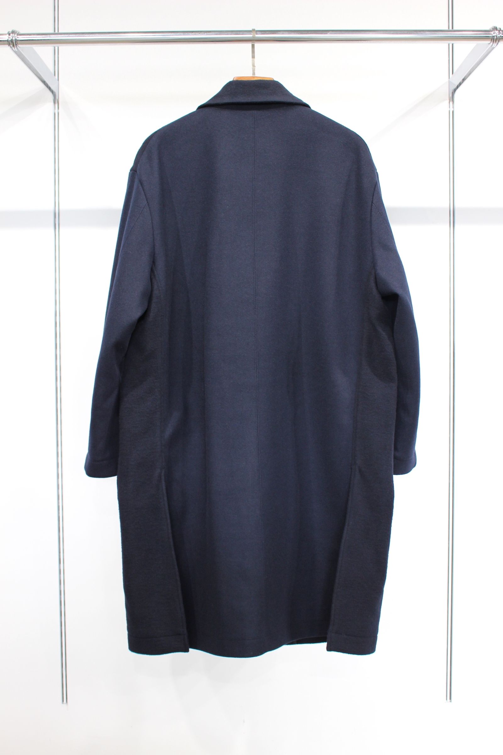 FLANNEL-FRONT CHESTER COAT/NAVY
