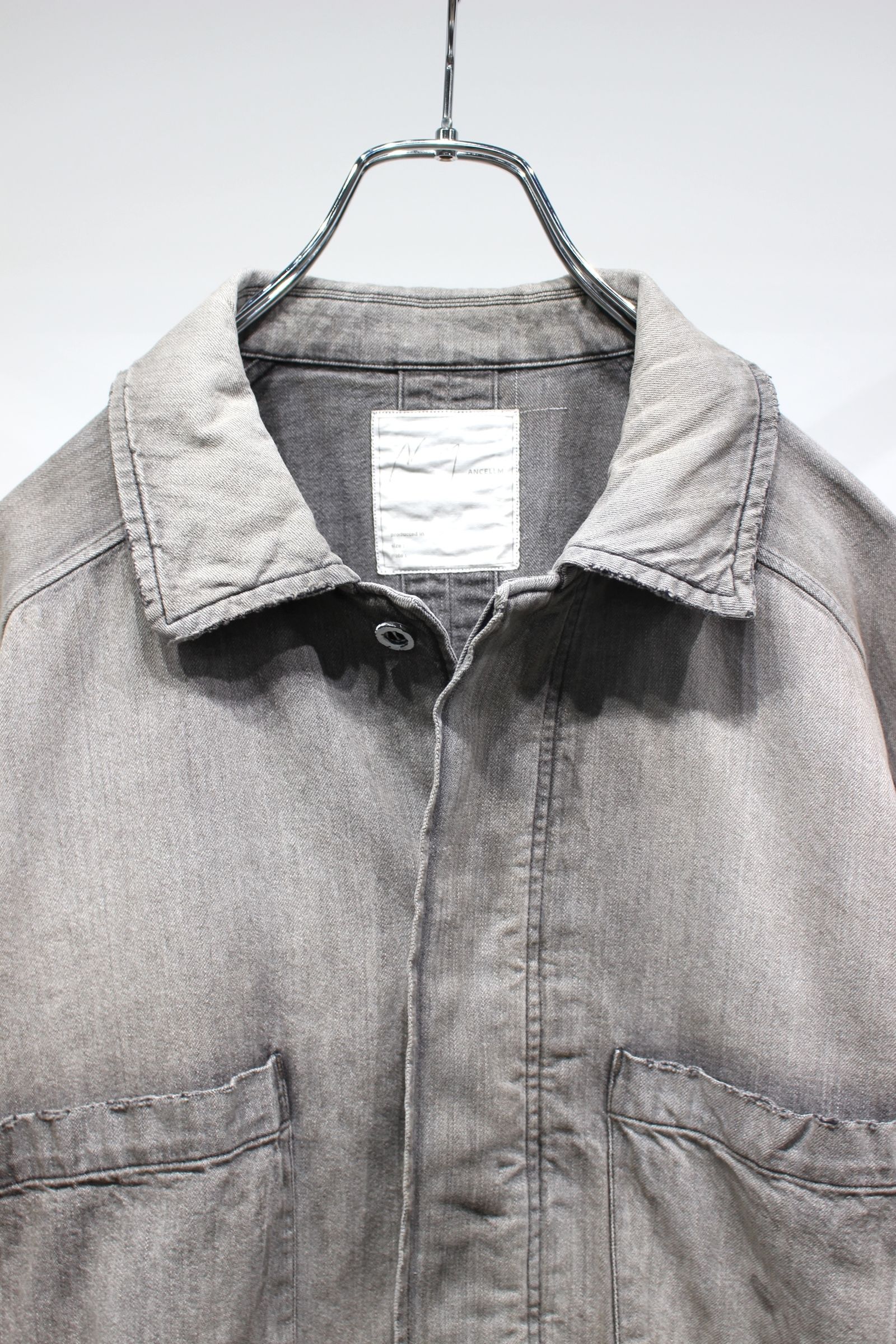 24AW ANCELLM AGING DENIM SHIRT JACKET 黒1