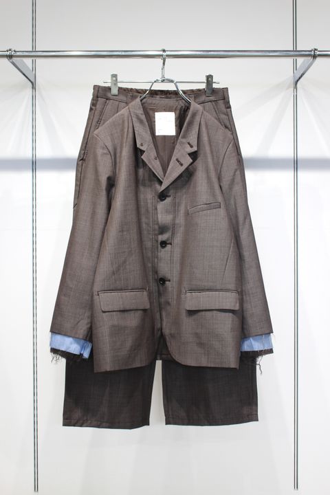 LAYERED TAILORED JACKET | HAKEME WIDE SLACKS | BROWN | セットアップ
