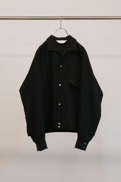 MELANGE OPEN COLLAR SHIRT | BLACK | シャツ