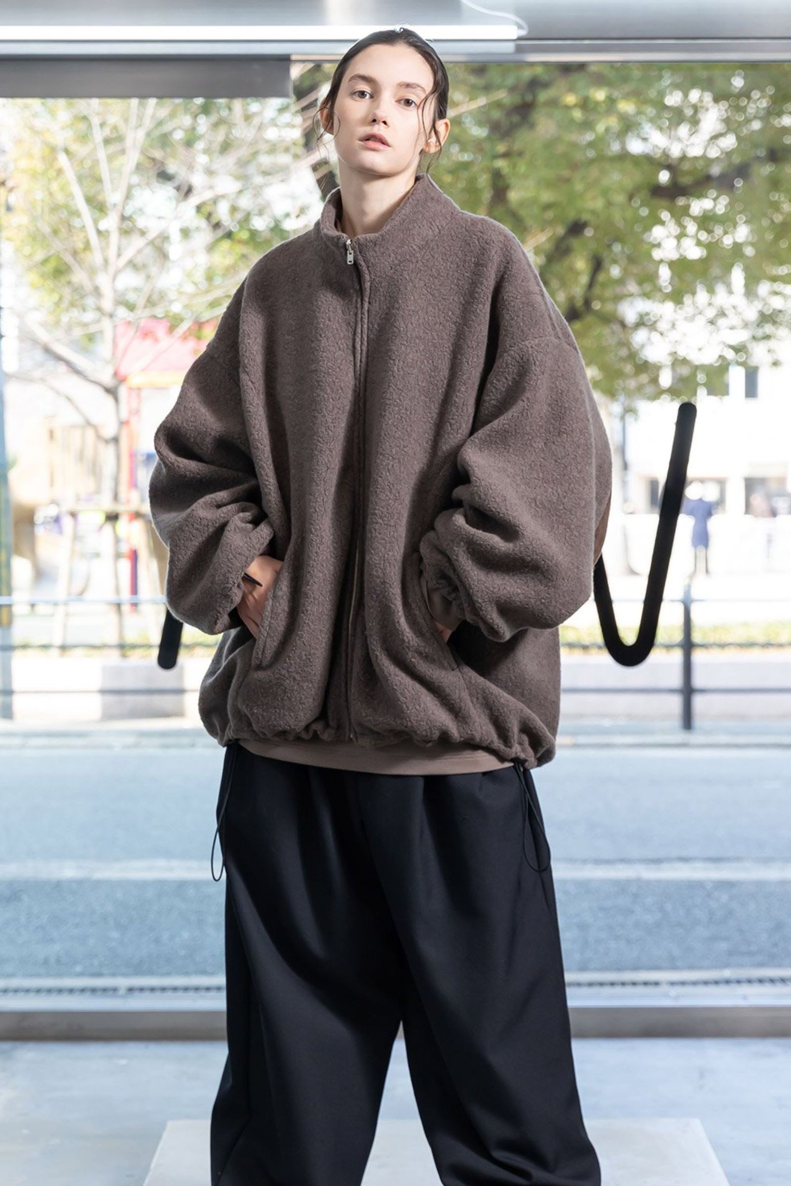 BISHU ANGORA PILE JERSEY Reversible Blouson/BROWN/ボアブルゾン
