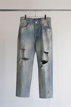 AGING CRASH SELVEDGE DENIM STRAIGHT 5P PANTS/INDIGO