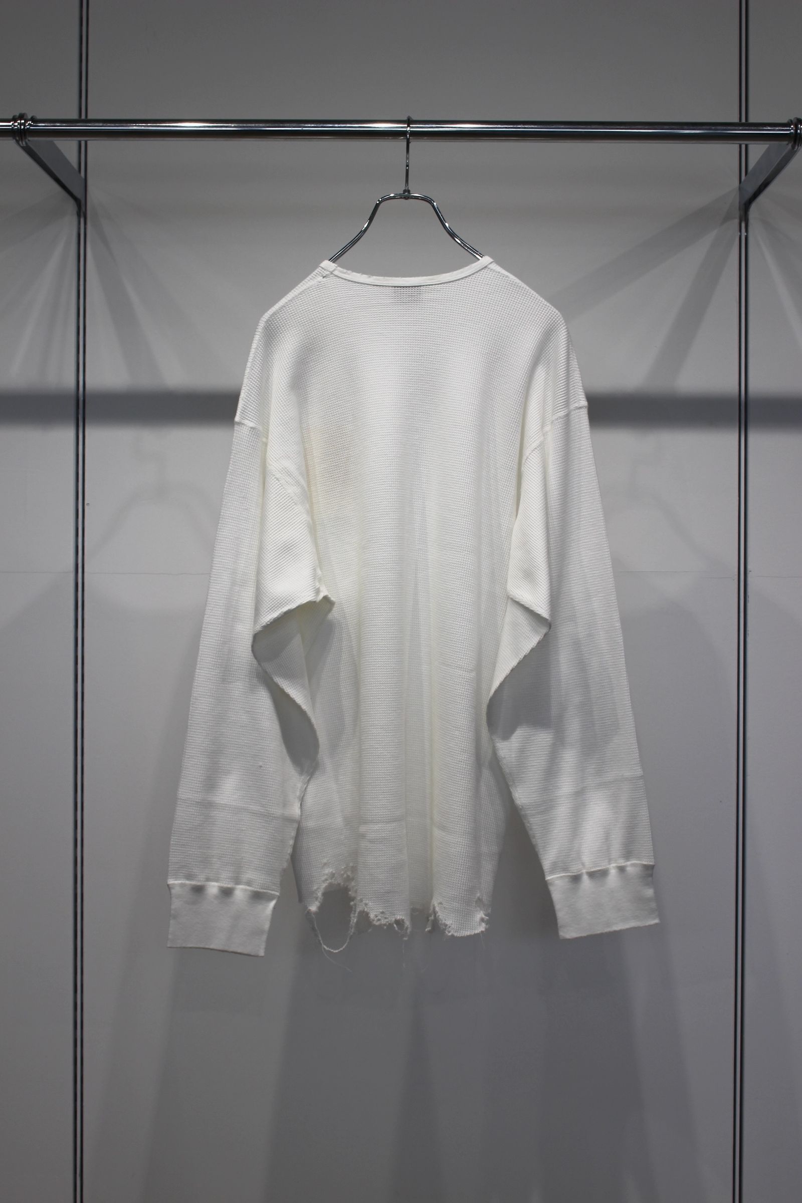 DAMAGE WAFFLE CREW LS | WHITE | カットソー