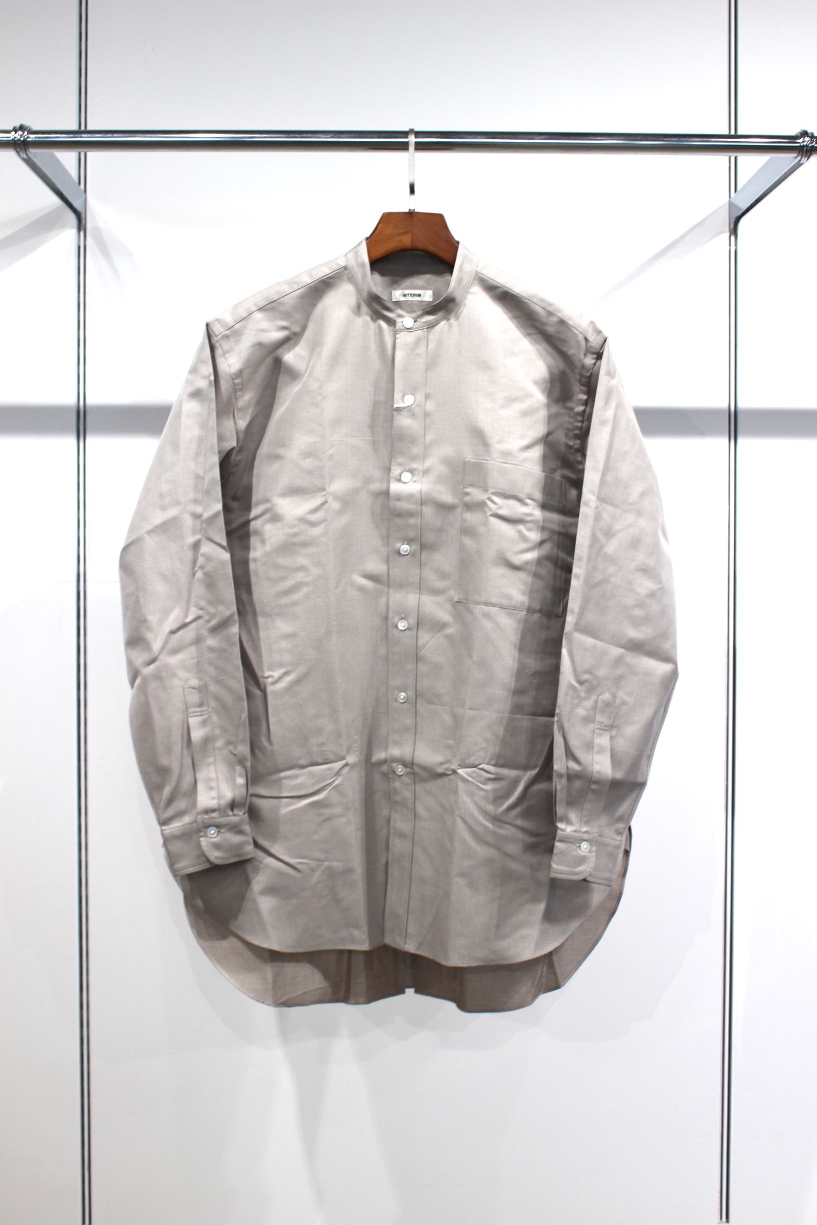 HYPER BIG COTTON SILK LATTICE STAND COLLAR SHIRT | BEIGE | シャツ