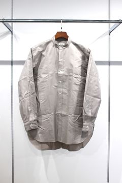 HYPER BIG COTTON SILK LATTICE STAND COLLAR SHIRT | BEIGE | シャツ