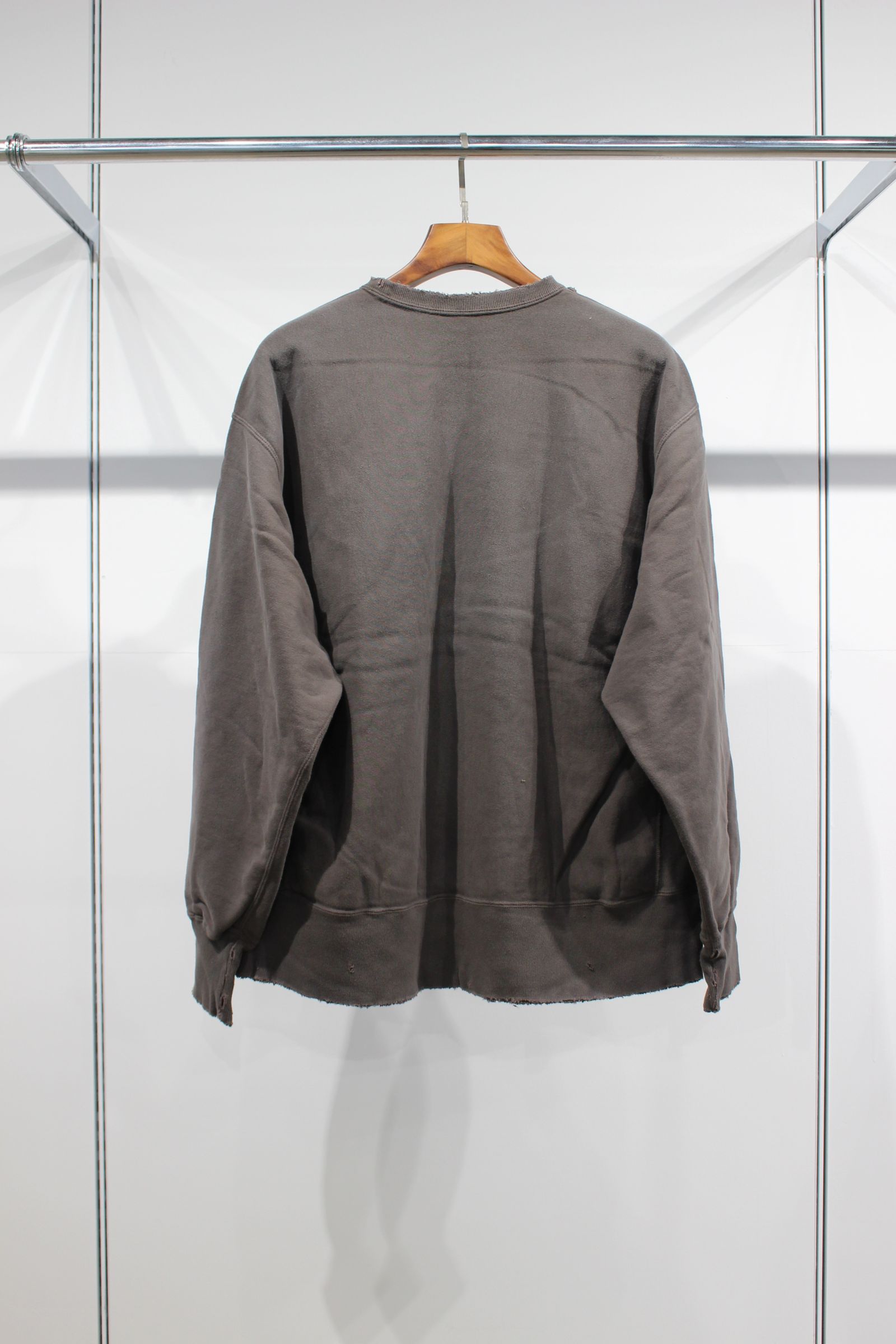 DYED DAMAGE SWEAT SHIRT(MUSTARD) – ANCELLM