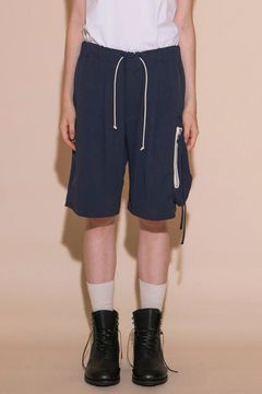 NYLON TAFFETA WIDE SHORT PANTS | NAVY | ショーツ