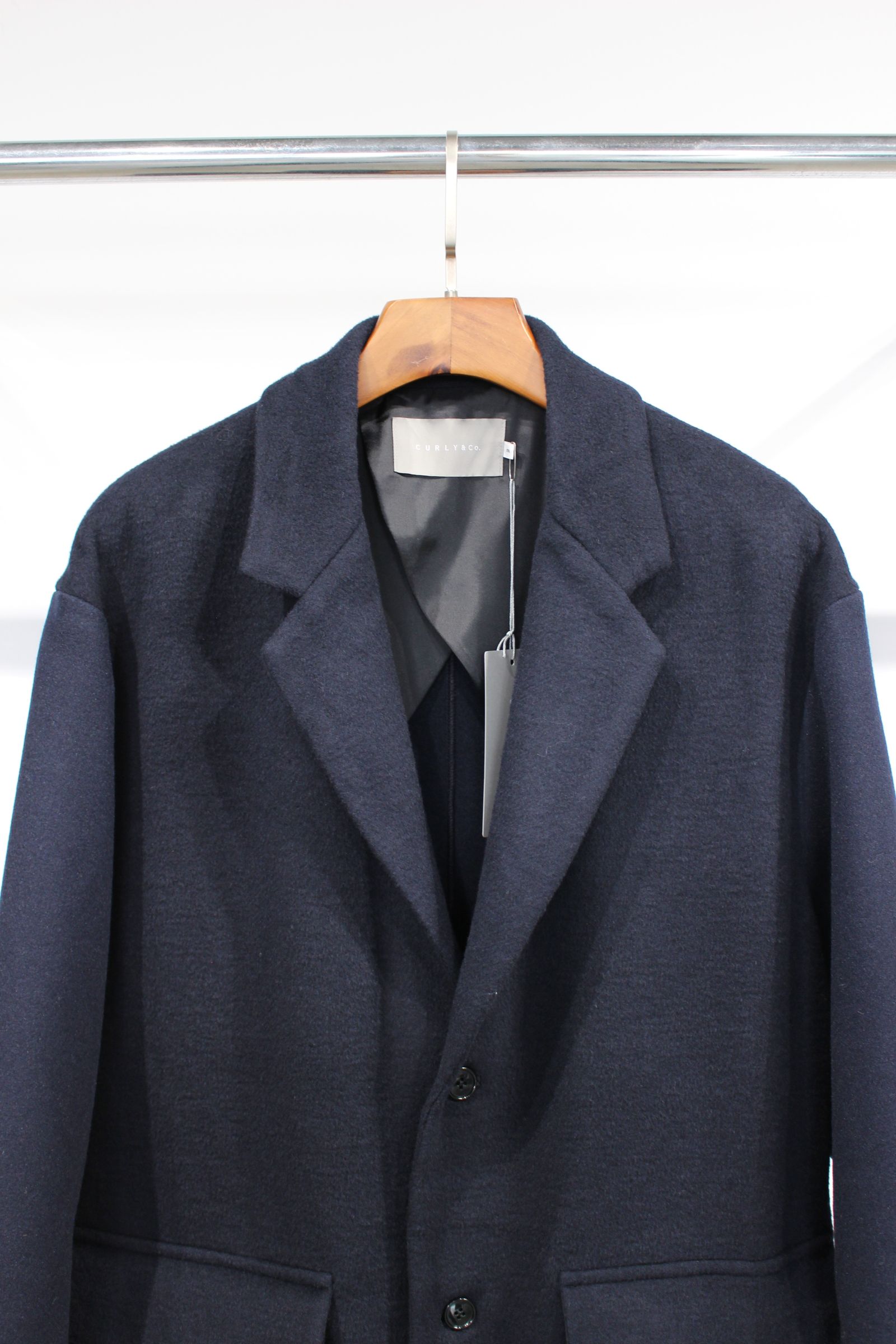 FLANNEL-FRONT CHESTER COAT/NAVY