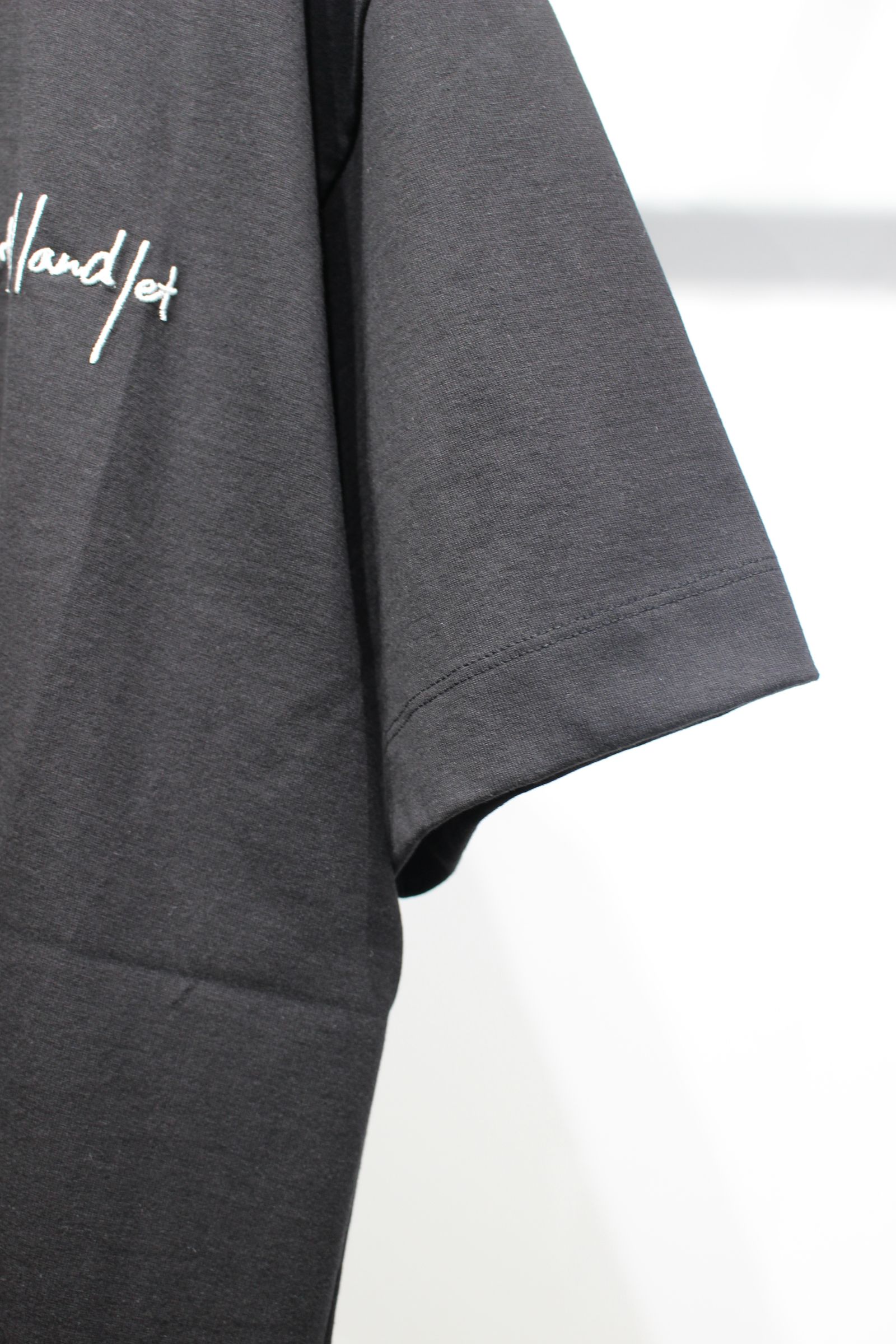 MERCERIZATION JERSEY EMBROIDERY T-SHIRT | BLACK | Logo | カットソー