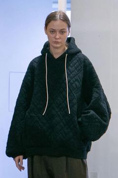[ラスト1点] QUILTED JACQUARD PULLOVER HOODIE | OLIVE | パーカー