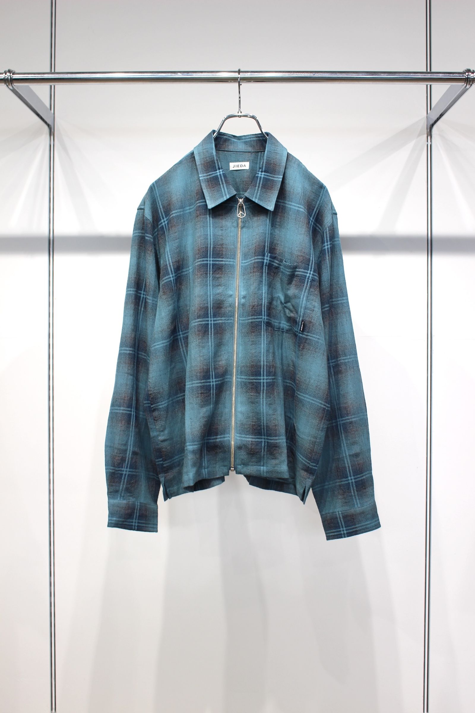 OMBRE CHECK ZIP SHIRT | GREEN | ジップシャツ