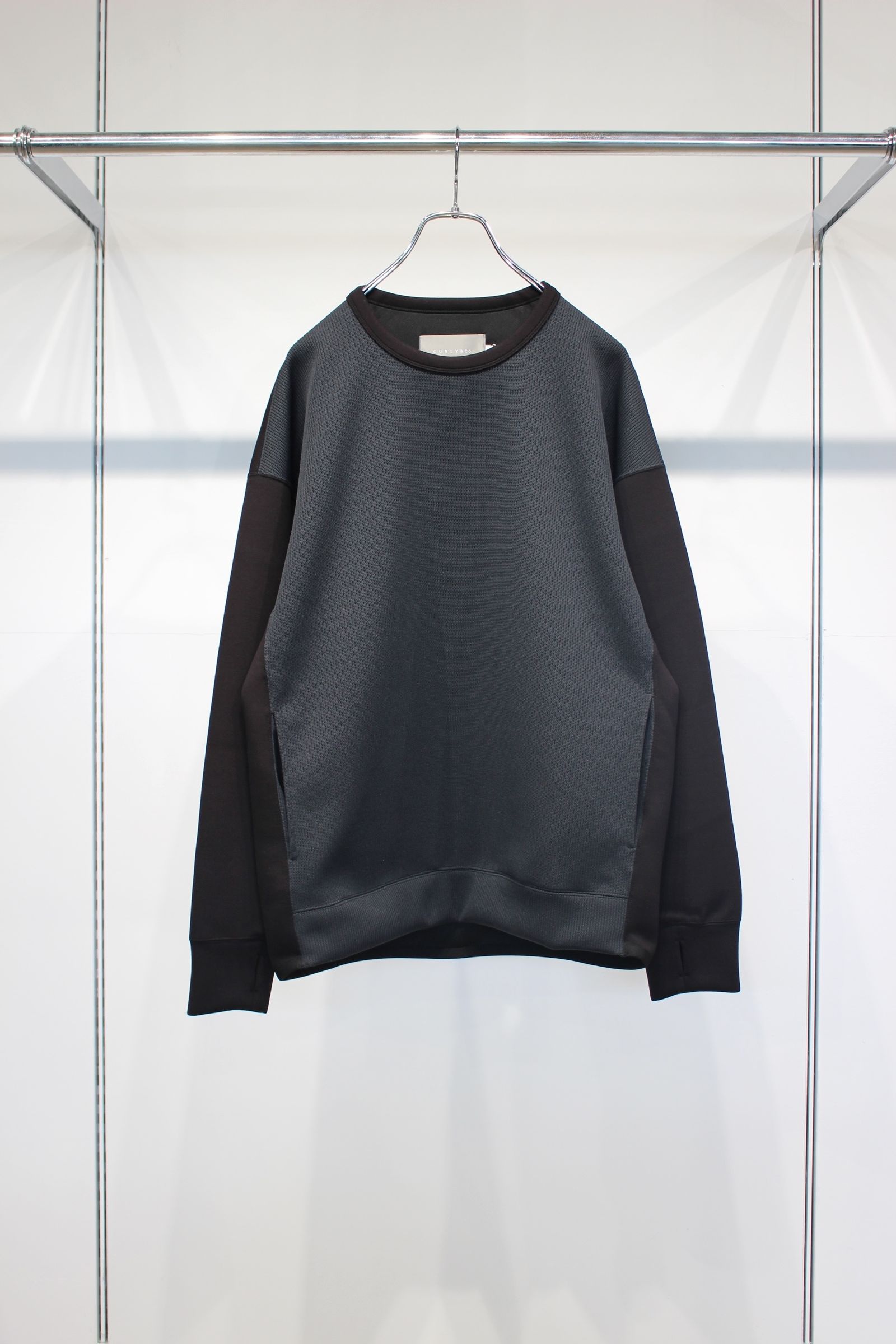 KNIT-COMBI RAYON DOUBLE-KNIT P/O | BLACK | クルーネックプルオーバー