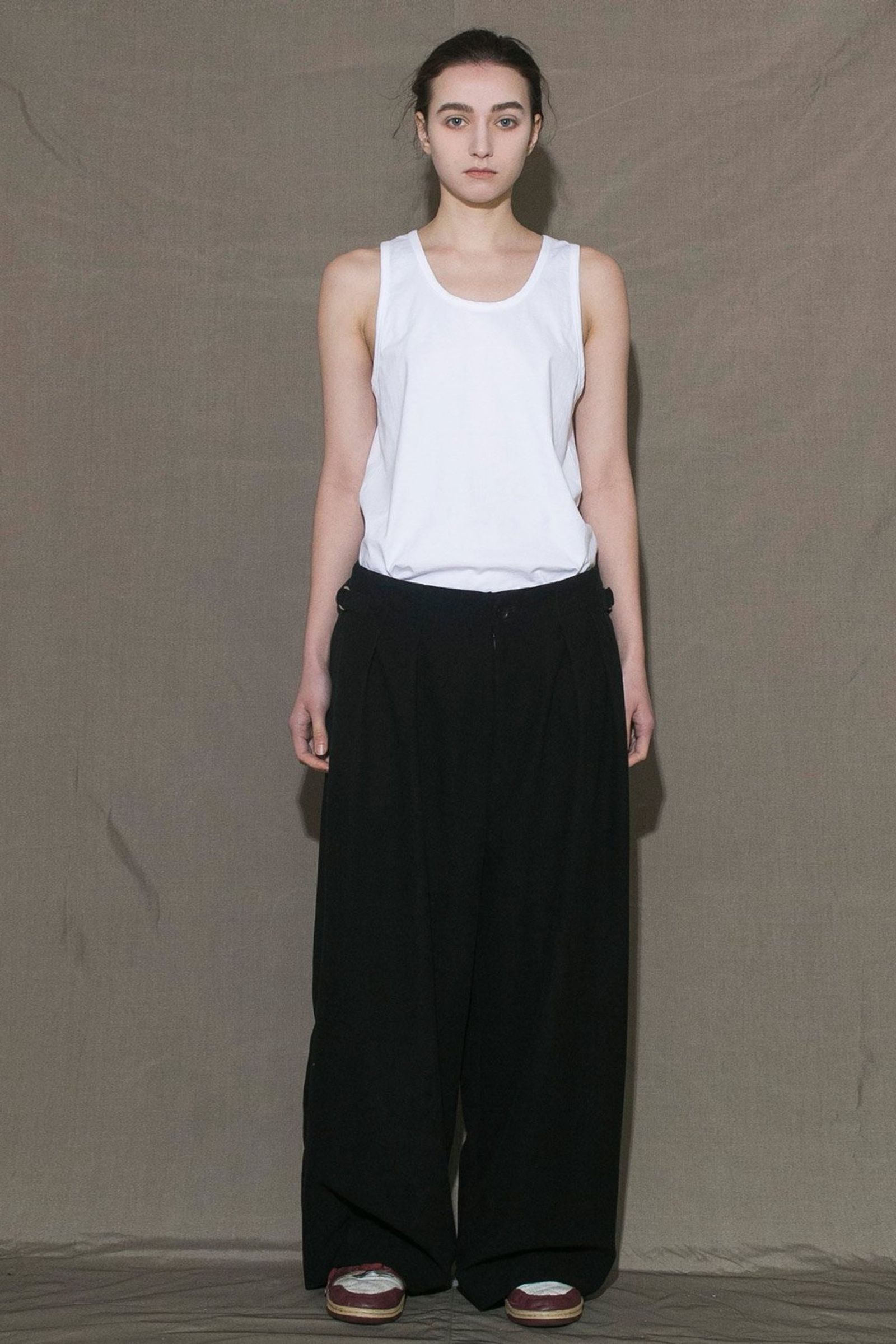 ACTIVE CORDUROY SIDE BELT WIDE PANTS/BLACK