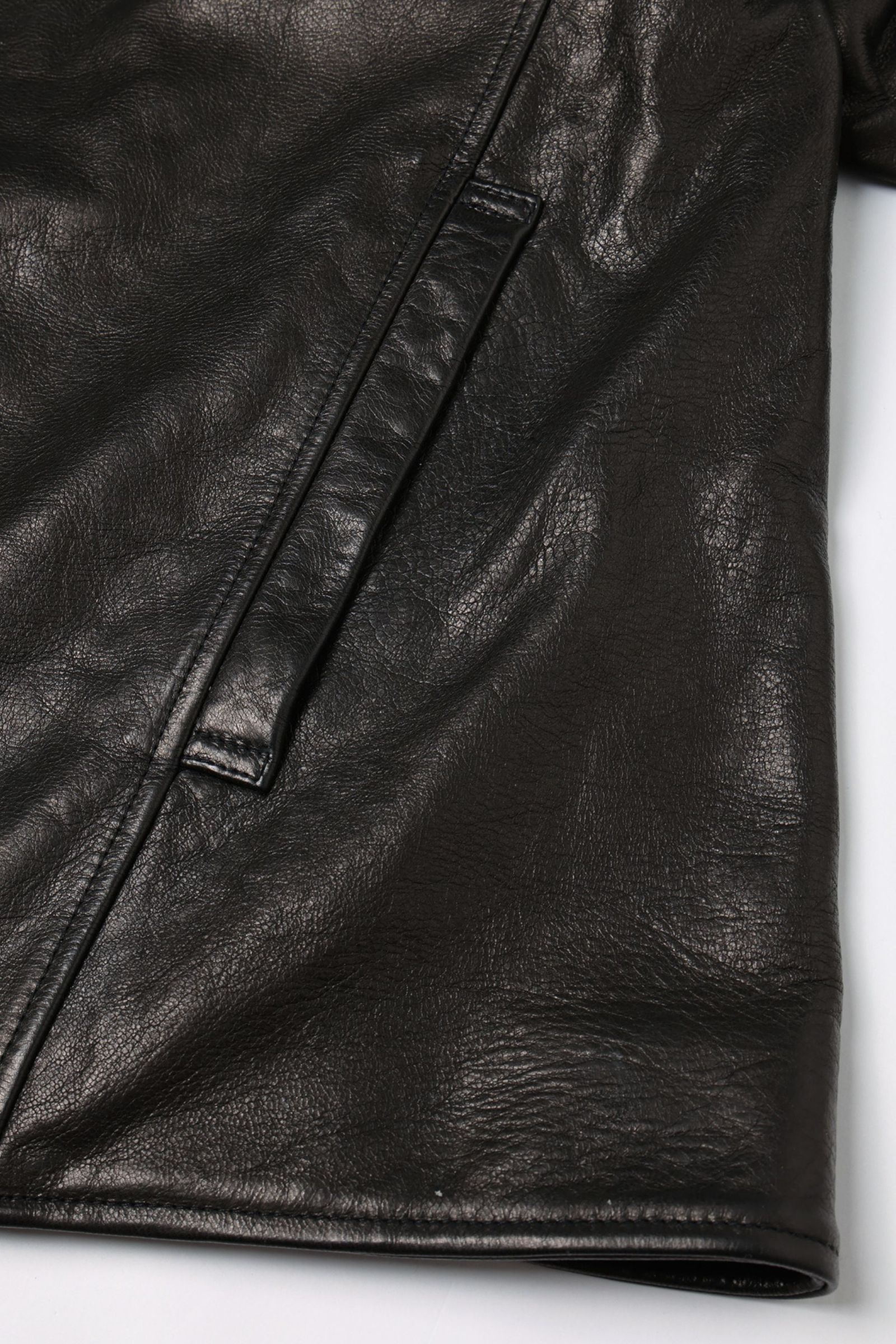DRAPING LEATHER JACKET | BLACK | レザージャケット