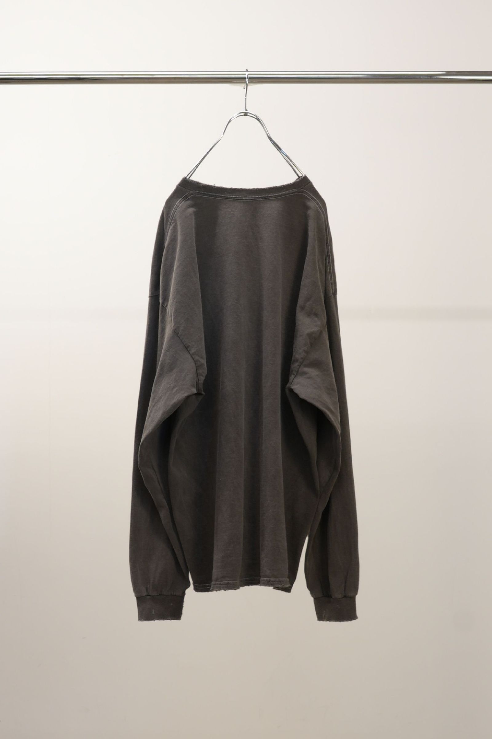 【ANCELLM】EMBROIDERY DYED LS T-SHIRT ANCELLM - [ラスト1点] EMBROIDERY DYED LS T-SHIRT | F.BLACK