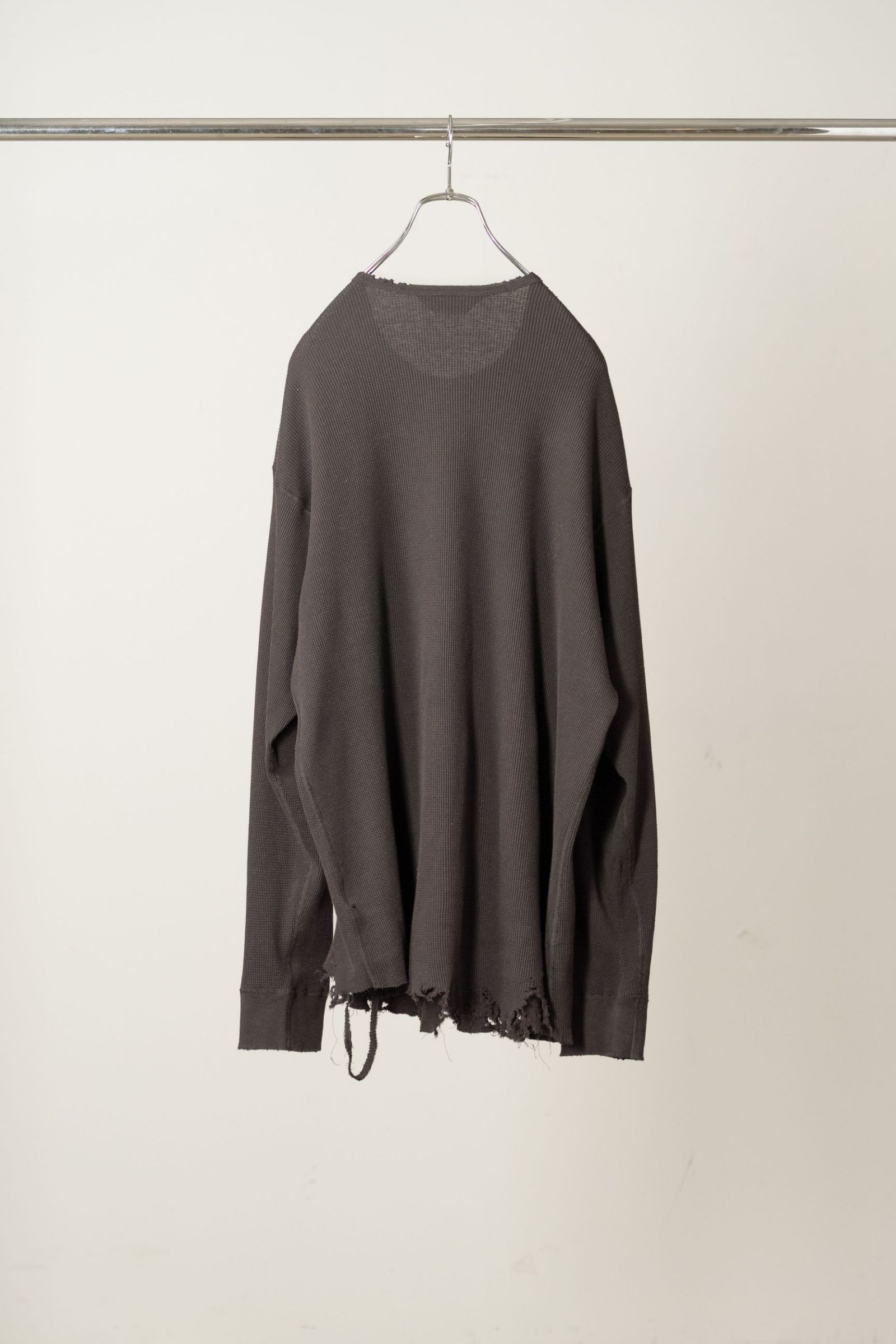 DAMAGE WAFFLE CREW LS | D.BROWN | カットソー