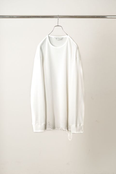 DAMAGE WAFFLE CREW LS | WHITE | カットソー