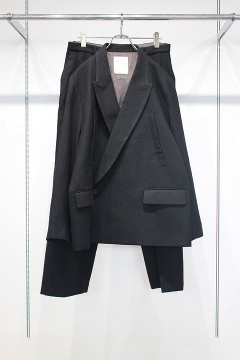DOUBLE TAILORED JACKET | WOOL SLACKS | BLACK | セットアップ