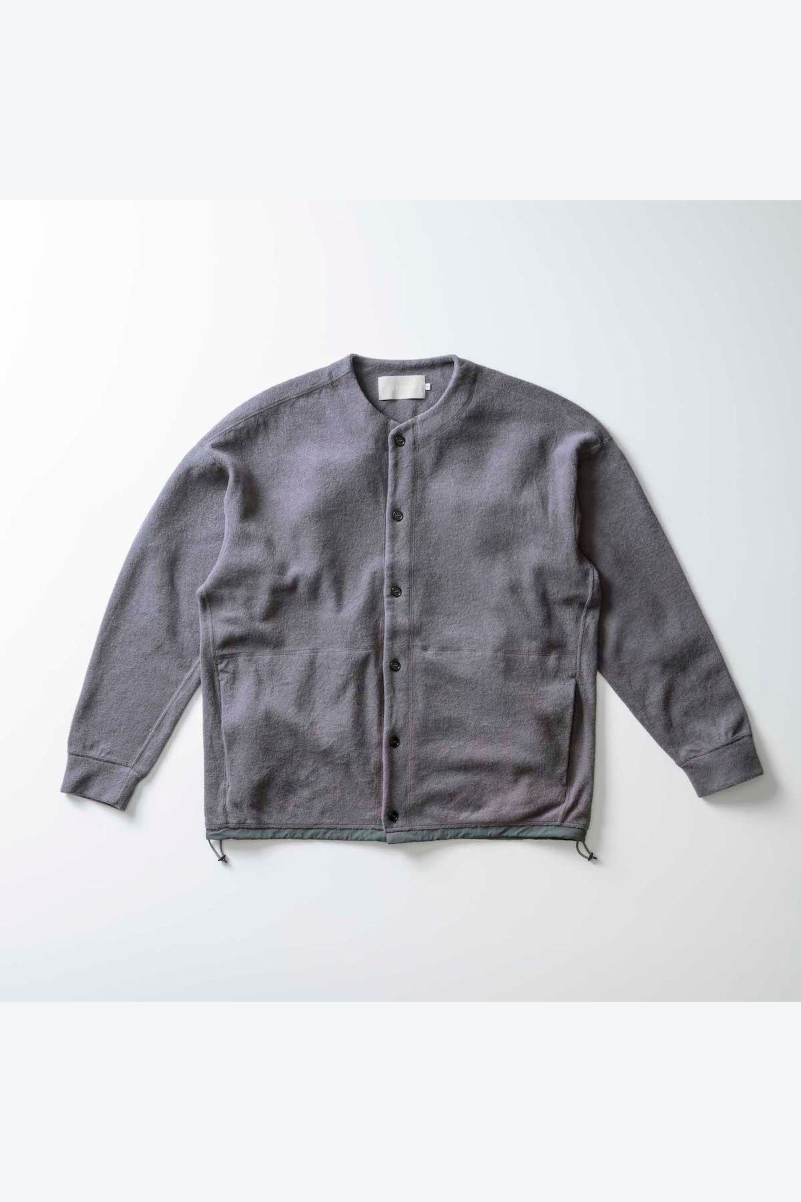 WOOL FLEECE CARDIGAN/MID GRAY
