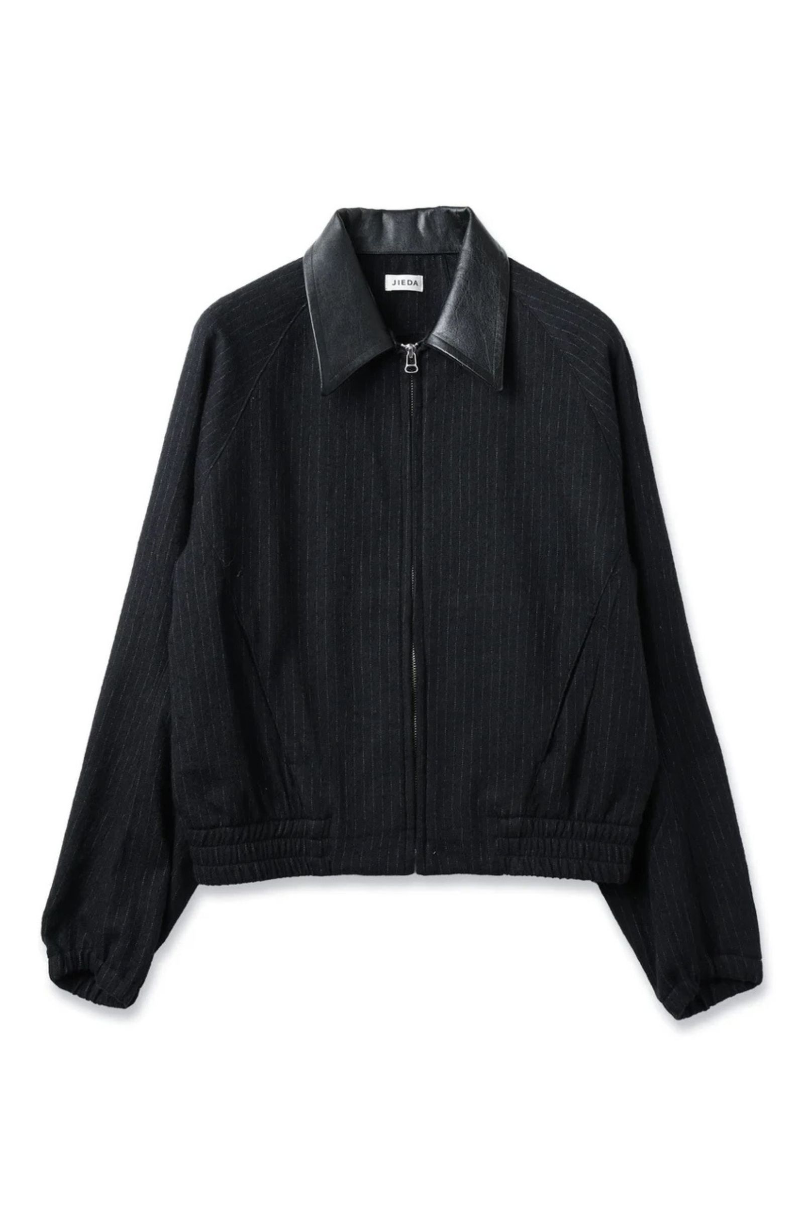 LEATHER COLLAR SHORT JACKET | BLACK STRIPE | ライトアウター