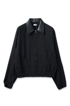 LEATHER COLLAR SHORT JACKET | BLACK STRIPE | ライトアウター