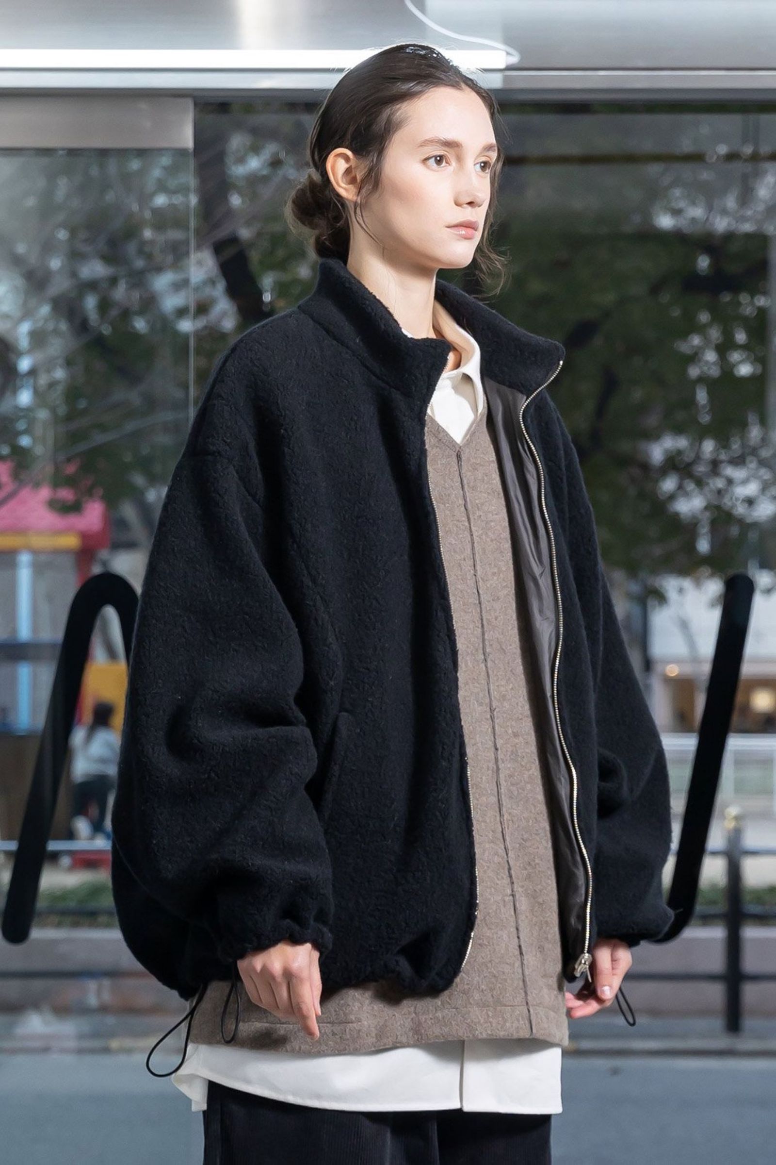BISHU ANGORA PILE JERSEY Reversible Blouson/BLACK/ボアブルゾン