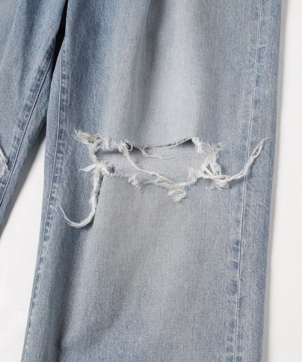 DAMAGE ONE TUCK WIDE STRAIGHT DENIM/ストレートパンツ（デニム）/インディゴ