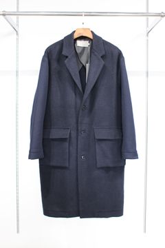 FLANNEL-FRONT CHESTER COAT/NAVY