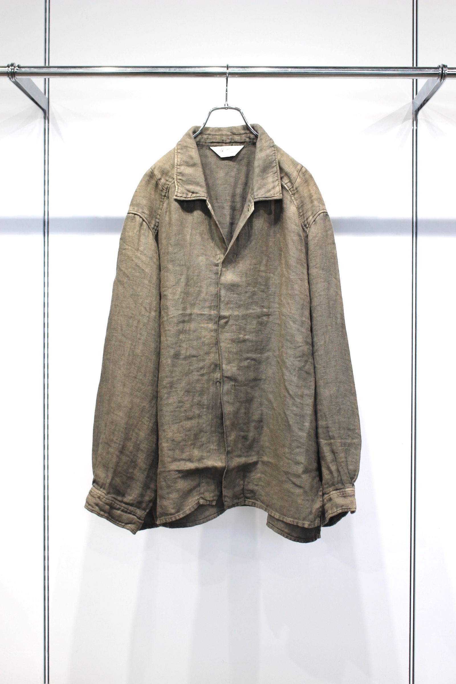 AGING LINEN CROSS-LINE SHIRT | KHAKI BEIGE | シャツ