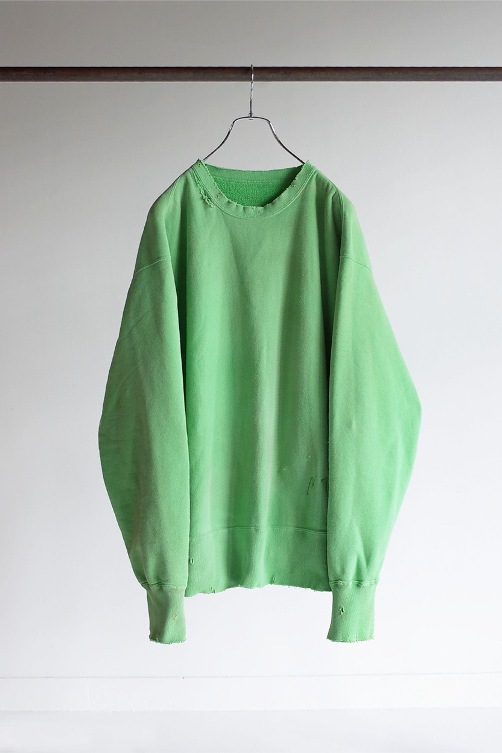 ANCELLM - DYED DAMAGE SWEAT SHIRT/PISTACHIO | NapsNote