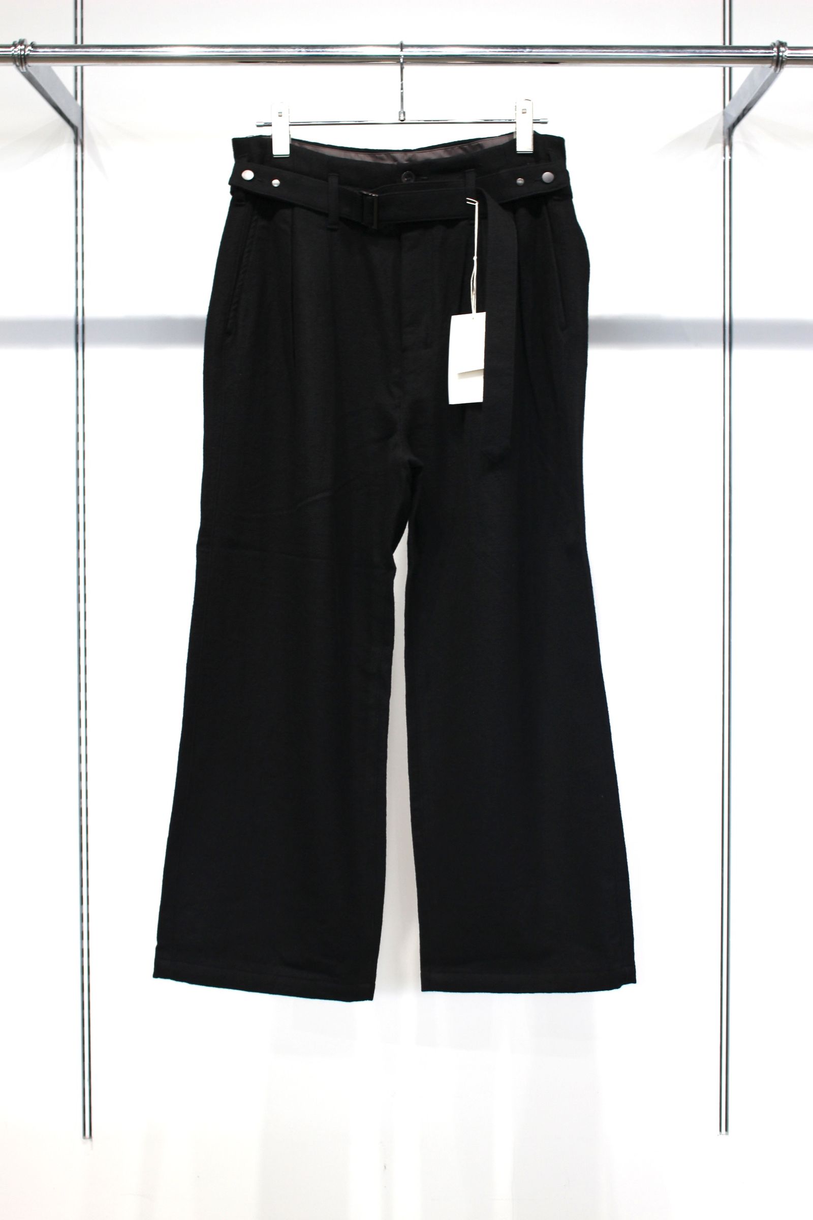 DOUBLE TAILORED JACKET | WOOL BELTED WIDE SLACKS | BLACK | セットアップ