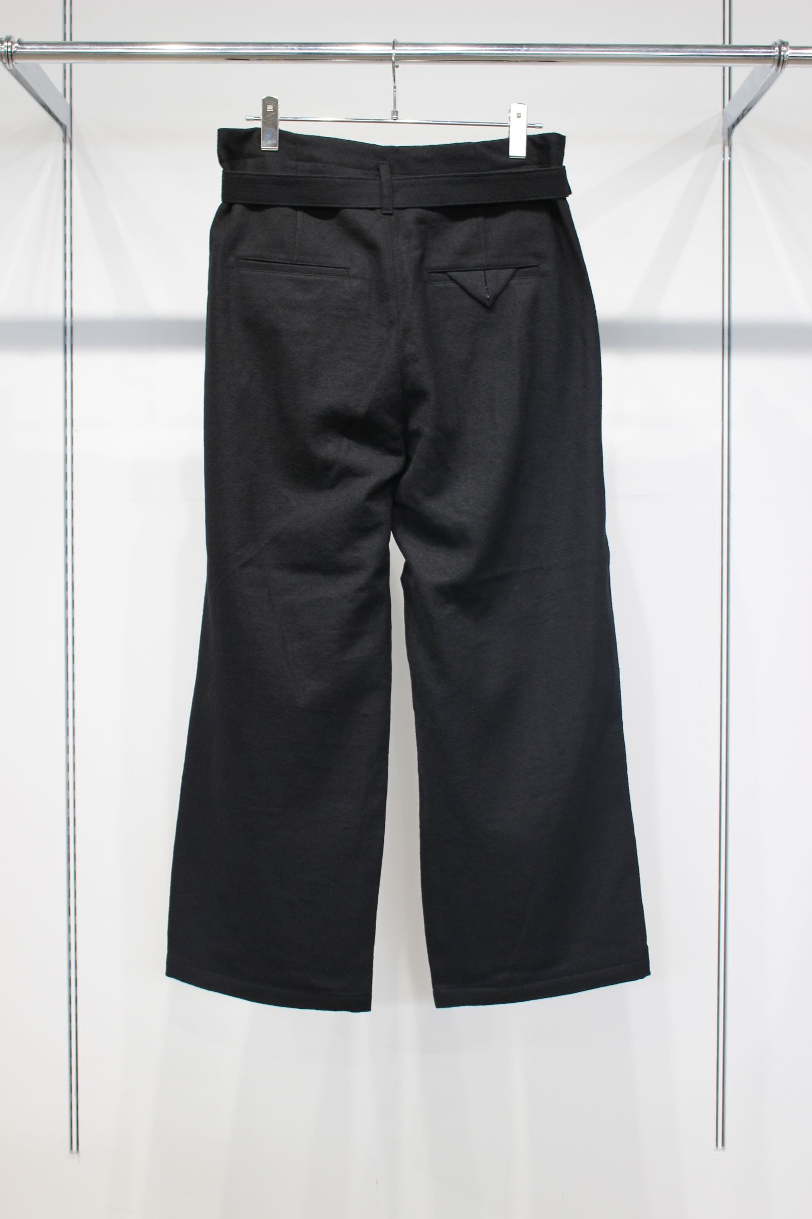 DOUBLE TAILORED JACKET | WOOL BELTED WIDE SLACKS | BLACK | セットアップ