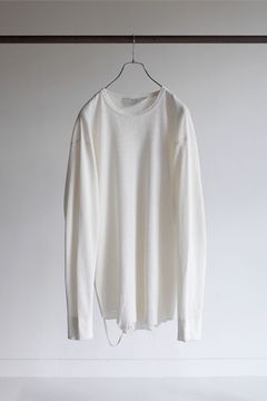 DAMAGE WAFFLE CREW LS T-SHIRT/WHITE