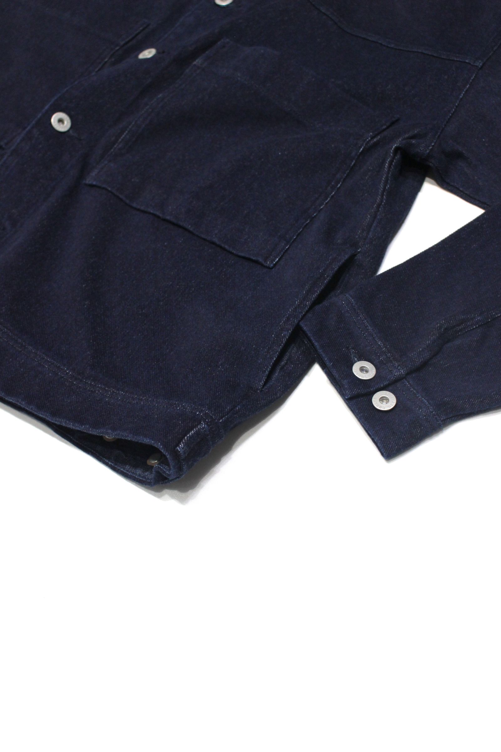 INDIGO TRUCKER JACKET “ONE WASHED”/ニットデニムジャケット