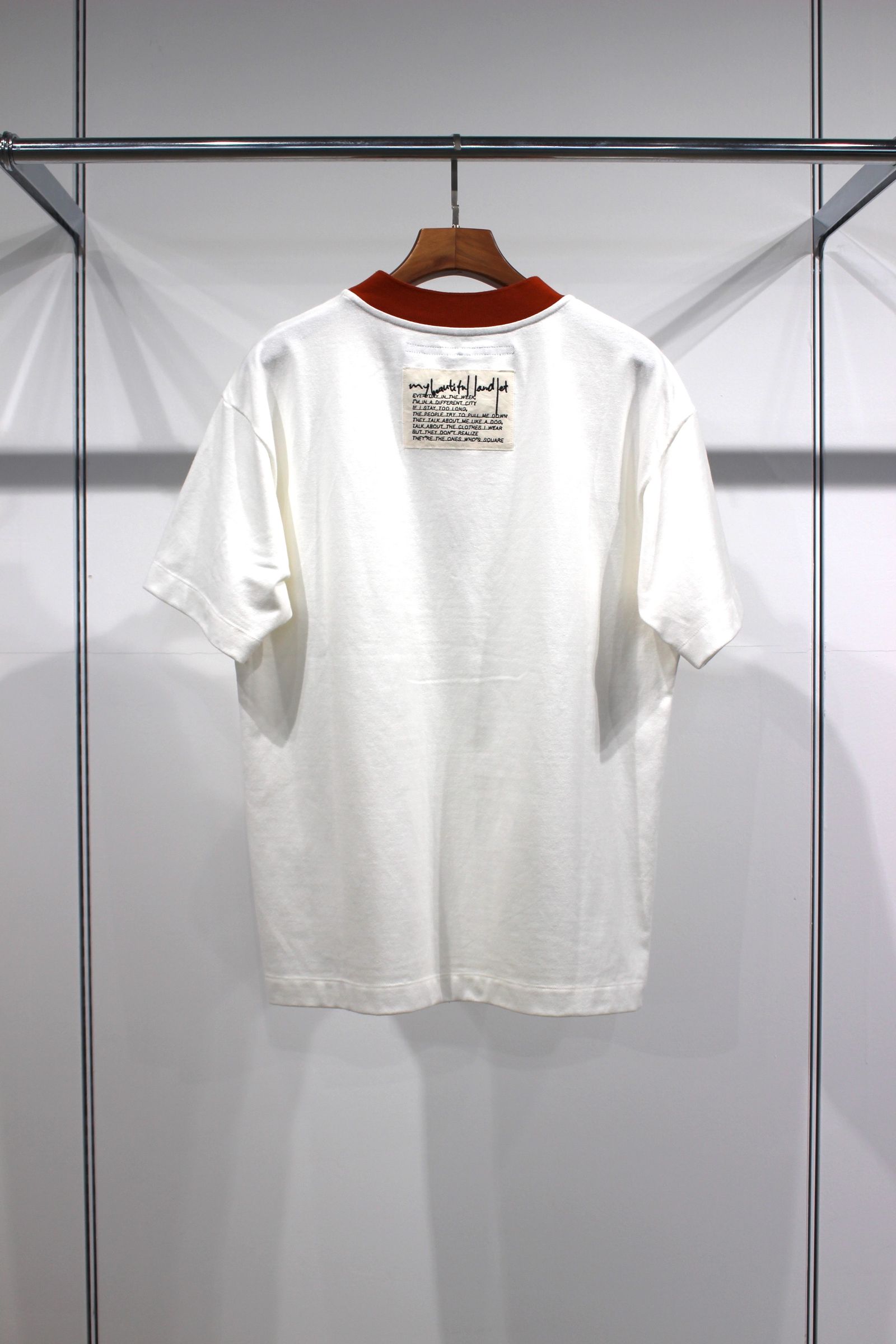 TIGHT-SLITCHED KNITTED FABRIC RINGER S/S TEE/ORANGE
