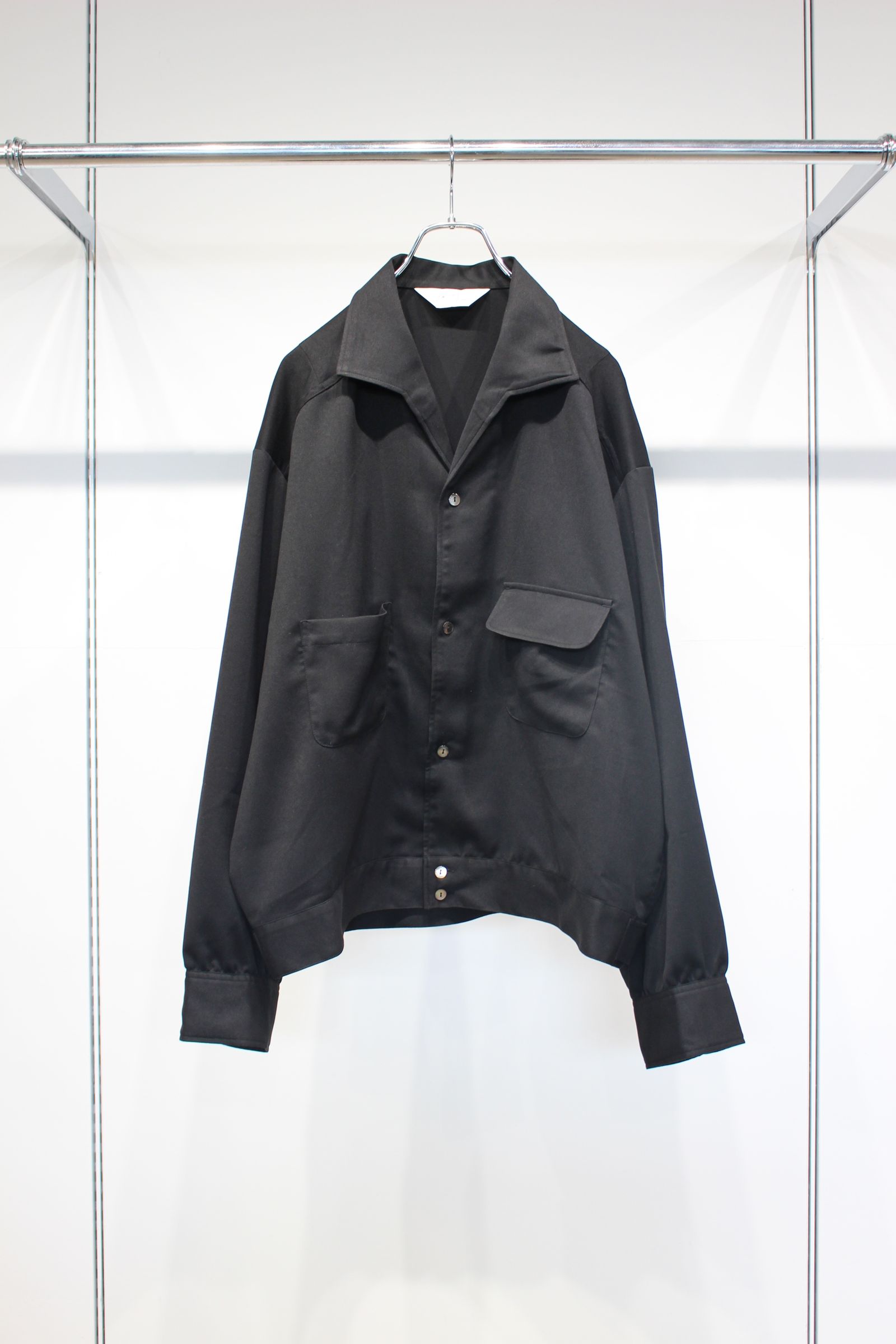 VEGAN SUEDE OPEN COLLAR SHIRT | BLACK | シャツジャケット