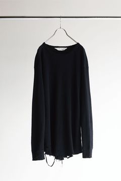 DAMAGE WAFFLE CREW LS T-SHIRT/BLACK