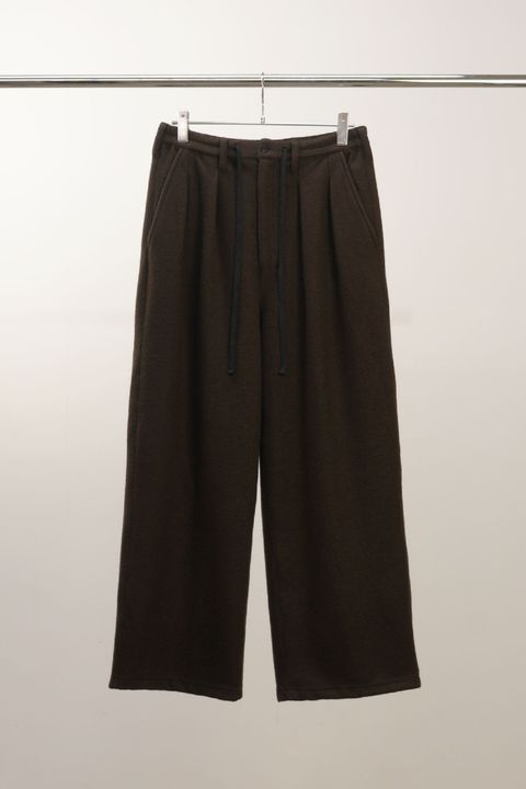 WOOL WIDE EASY TUCK SLACKS | D.BROWN | スラックス