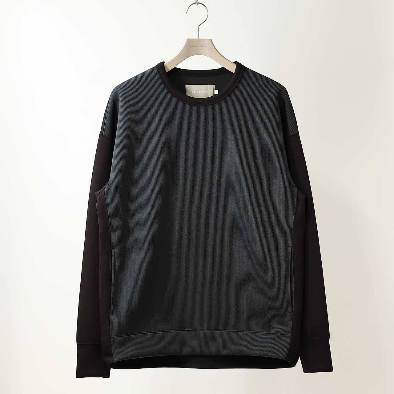 KNIT-COMBI RAYON DOUBLE-KNIT P/O | BLACK | クルーネックプルオーバー
