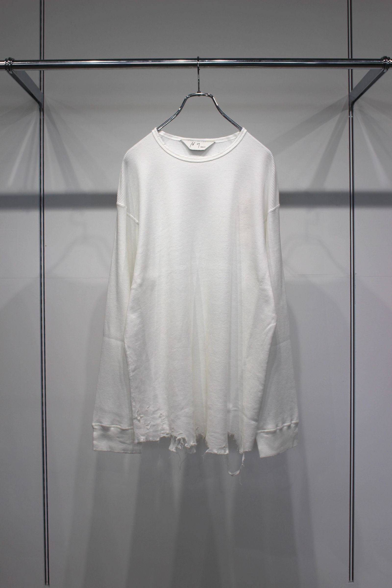 DAMAGE WAFFLE CREW LS T-SHIRT | WHITE | ダメージワッフル