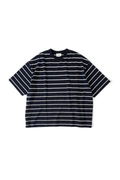 BORDER WIDE S/S TEE/D.NAVY
