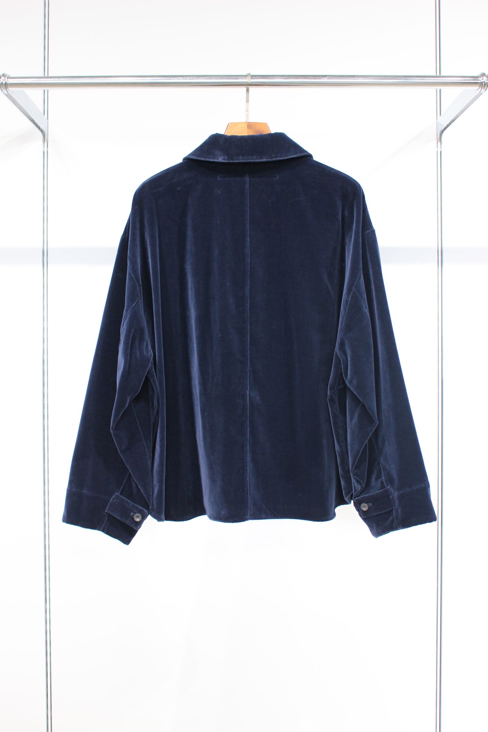 VELVET USED FINISH OVERSIZE SHIRT JACKET/NAVY