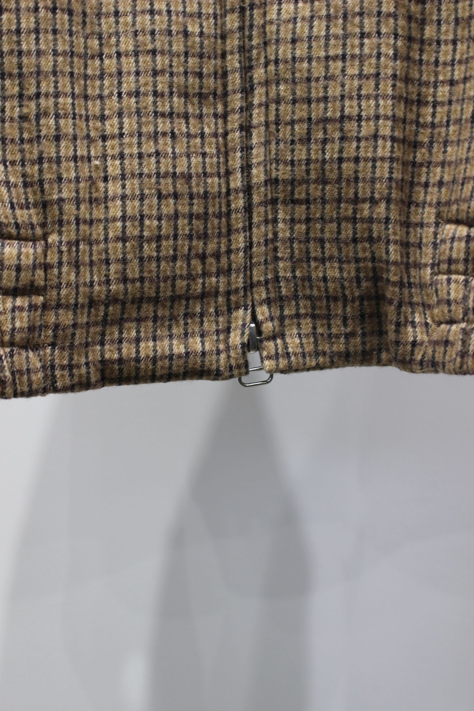 LEATHER COLLAR SHORT JACKET | BROWN CHECK | ライトアウター
