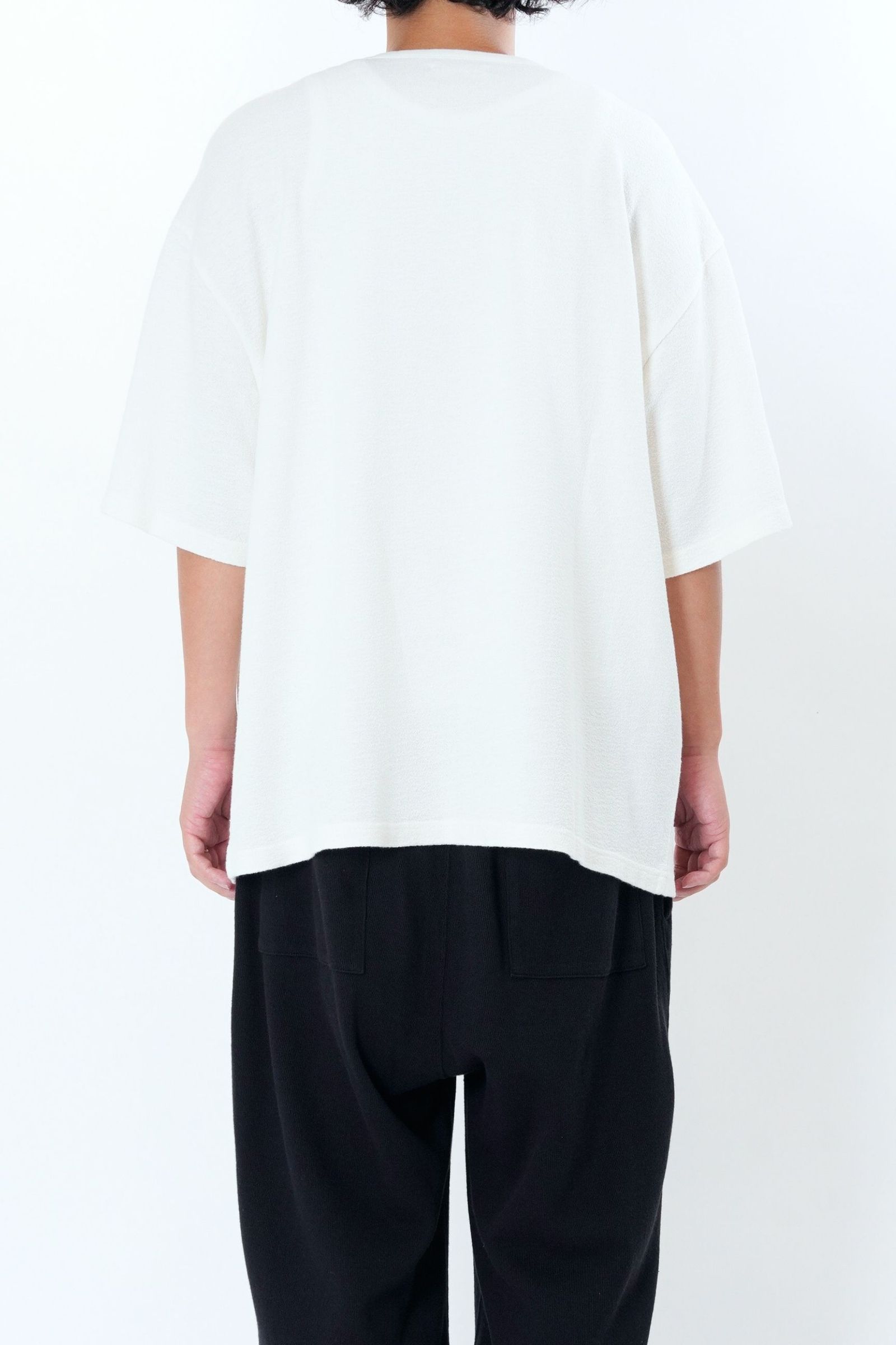 CREPE WEAVE S/S PANEL T-SHITRS | IVORY | カットソー