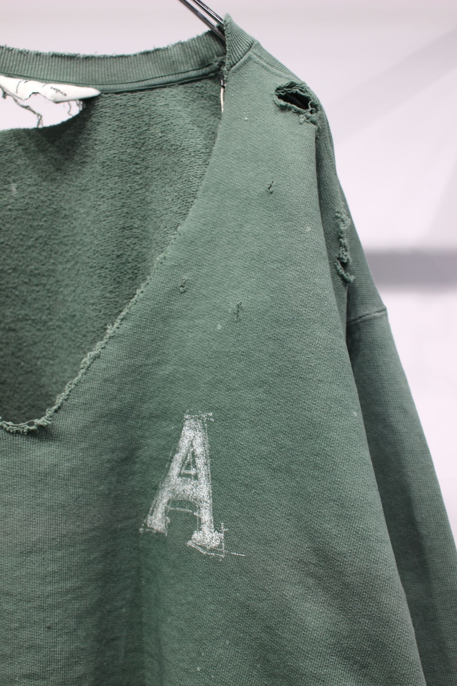 ANCELLM - [ラスト1点] HARD CRASH SWEAT SHIRT | GREEN