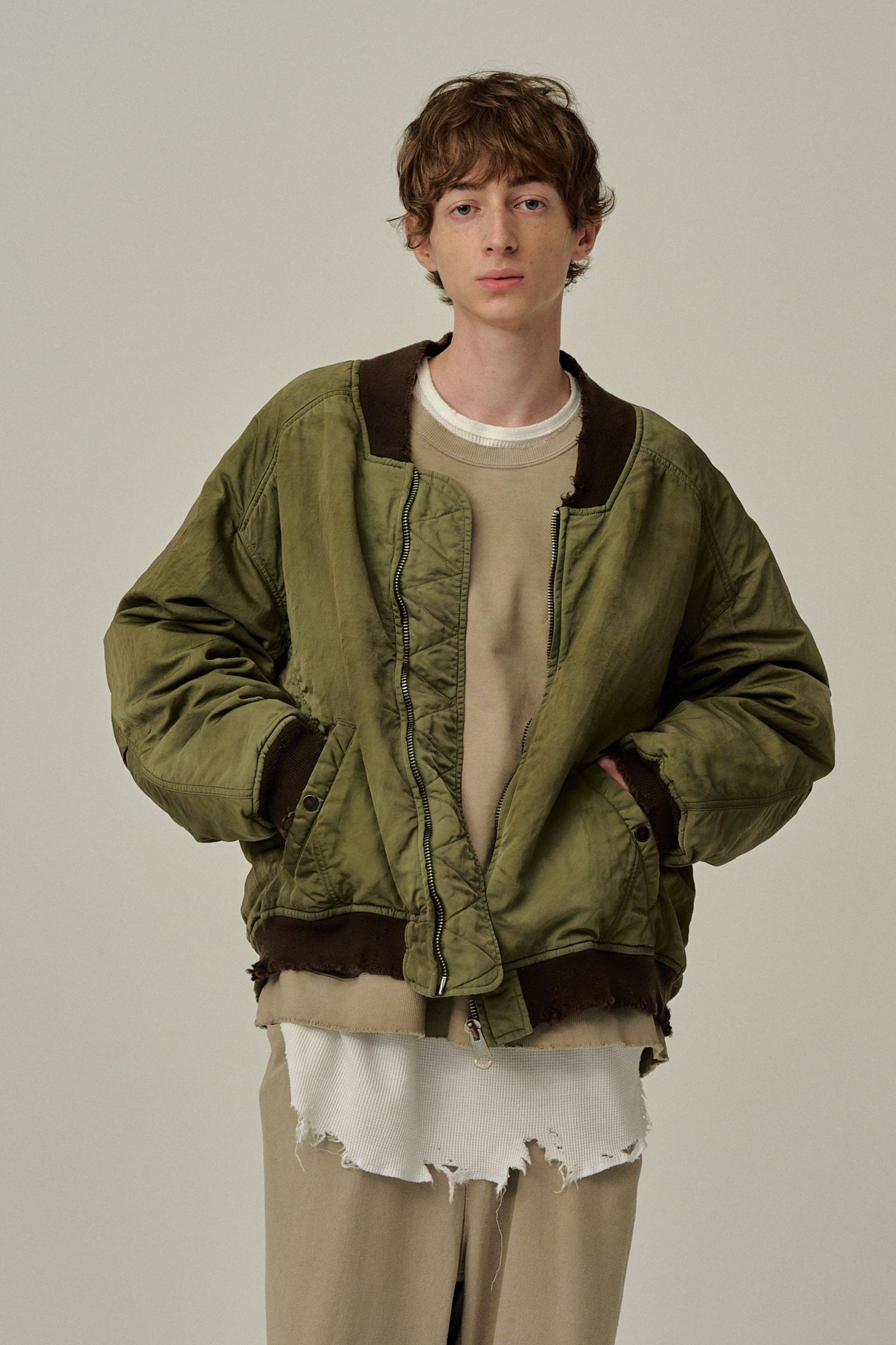 FADED BOMBER JACKET | KHAKI | ボンバージャケット