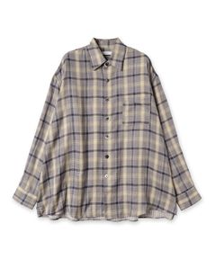 CHECK OVERSIZED SHIRT L/S/チェックシャツ/ベージュ